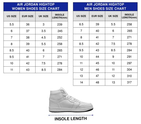 Air Jordan 1 High Shoes Men Women Size Chart